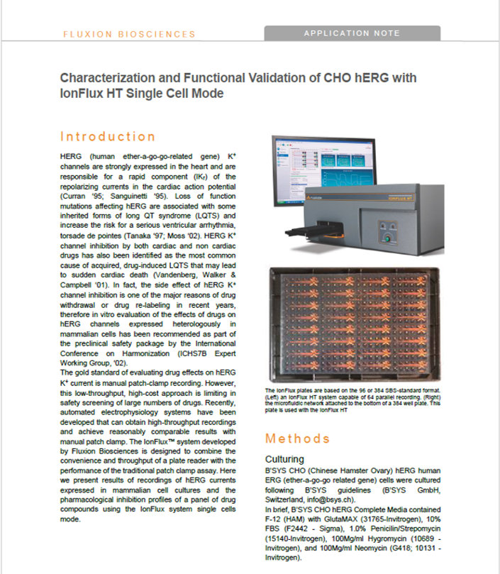 Characterization and functional validation of CHO hERG