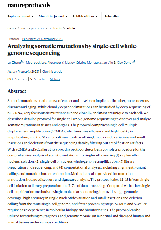 Analyzing somatic mutations by single cell whole genome sequencing