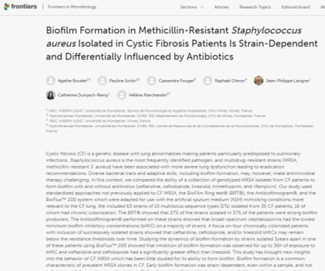 Biofilm Formation in Methicillin-Resistant Staphylococcus aureus Isolated in Cystic Fibrosis Patients Is Strain-Dependent and Differentially Influenced by Antibiotics