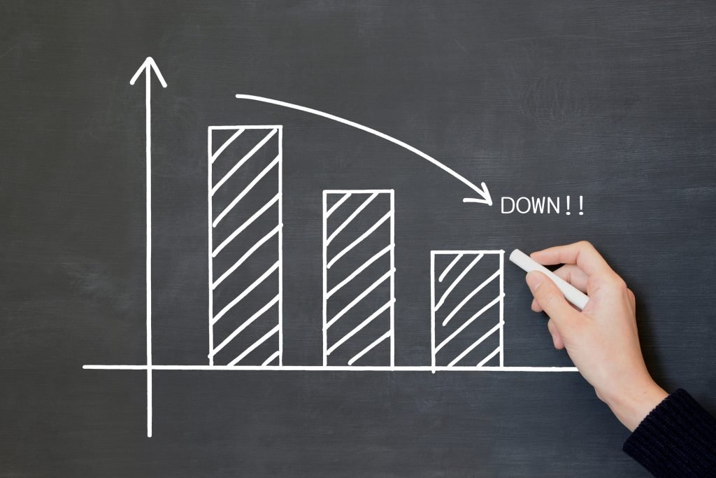 stock image of a decreasing graph